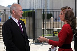 Greek prime minister George Papandreou, journalist Nicole Petallides