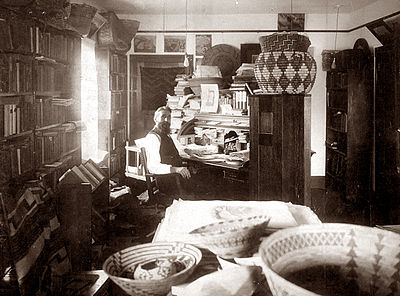 George Wharton James in his workshop.