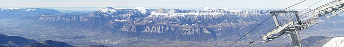 Panorama of the Grésivaudan Valley and the Chartreuse Mountains from Les Sept Laux.