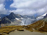 Grand Col Ferret (2537 meter). Grens tussen Zwitserland en Italië.