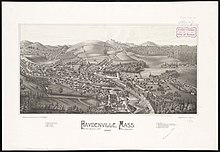 Print of Haydenville from 1886 by L. R. Burleigh with listing of landmarks depicted Haydenville, Mass. (2674706216).jpg