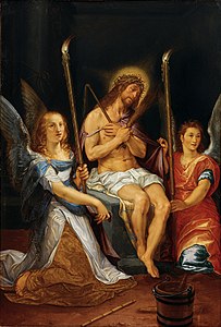 «Христос на холодному камені з двома ангелами», Гендрік Гольціус (мідь, Музей дизайну школи Род-Айленду)