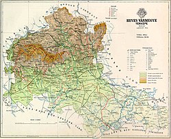 Heves vármegye domborzati térképe