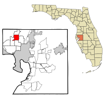 Расположение в округе Хиллсборо и штате Флорида