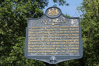 PA Historical Marker, Ivy Mills Historic District, Glen Mills, Pennsylvania