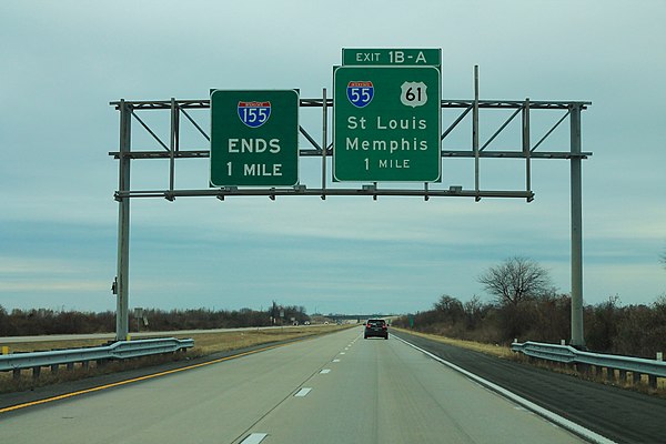 I-155 westbound near its western terminus