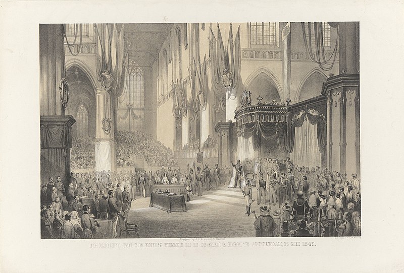 File:Inhuldiging van Z.M. Koning Willem III in de Nieuwe Kerk, te Amsterdam, 13 mei 1849 (titel op object), RP-P-OB-89.025.jpg