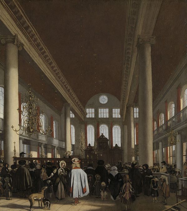 Painting of the Amsterdam Esnoga—considered the mother synagogue by the Spanish and Portuguese Jews—by Emanuel de Witte (ab. 1680).