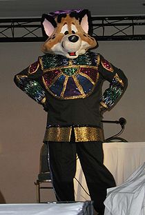A fursuiter hosts the Iron Artist competition at Further Confusion 2002 Iron Artist host 2002.jpg