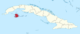 Karta Kube s istaknutom pokrajinom Isla de la Juventud