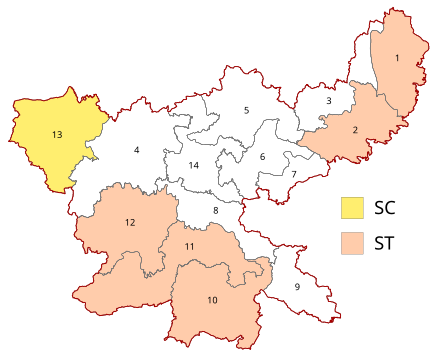 Constituencies of Jharkhand Jharkhand Wahlkreise Lok Sabha.svg