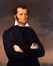 Jim Bowie (pictured) fought a bloody knife duel with Bloody Jack Sturdivant an alias of Roswell Sturdivant at Natchez-under-the-Hill in 1829, where Sturdivant was badly wounded and Bowie spared his life. Jimbowie.jpg