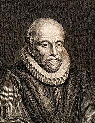 John Stow copied and preserved records of the outbreak. John Stow. Line engraving by A.W. Warren, Wellcome V0006801 (cropped).jpg