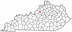 Location of Simpsonville, Kentucky