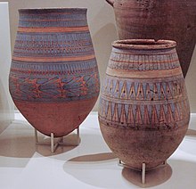 Storage vessel with blue decoration (blue-painted style) from the 18th dynasty Keramik-Neues-Museum-01.JPG