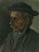 Head of a peasant with hat by Vincent van Gogh