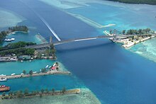 Aerial view of Koror–Babeldaob Bridge in 2016.