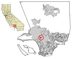 カリフォルニア州、ロサンゼルス郡におけるウェスト・ハリウッドの位置