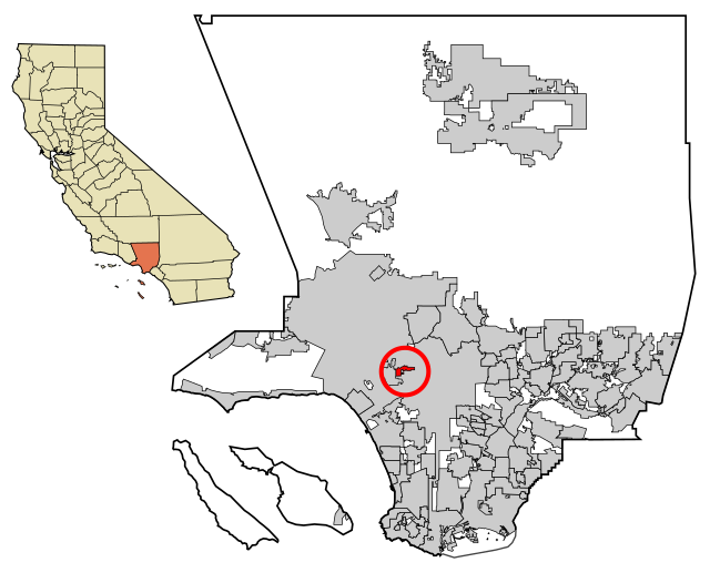 Location of West Hollywood in Los Angeles County, California