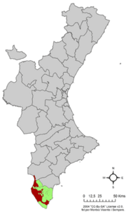 Localização do município de Orihuela na Comunidade Valenciana