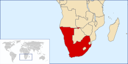 Location of the Republic of South Africa until South West Africa became independent as Namibia in 1990.