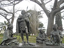 Monument to the last four Charrua, the indigenous people of Uruguay Los ultimos Charruas. Senaca, Vaimaca-Piru, Guyunusa y Tacuabe.JPG