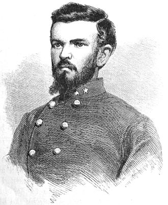 Lt. Col. William Chapman, who with six shots emptied five Yankee saddles, wood engraving 1867 LtCl.Chapman.jpg