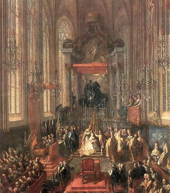 Maria Theresa being crowned Queen of Hungary, St Martin's Cathedral, Pressburg