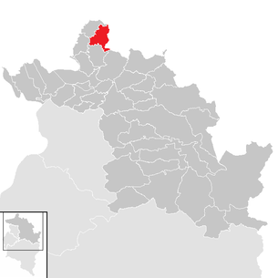 Lage der Gemeinde Möggers im Bezirk Bregenz (anklickbare Karte)