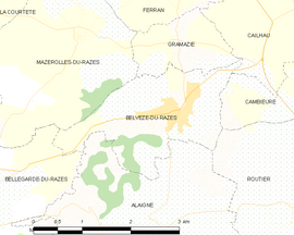Mapa obce Belvèze-du-Razès