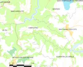 Mapa obce Campouriez