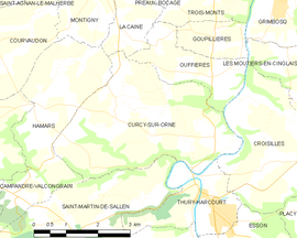 Mapa obce Curcy-sur-Orne