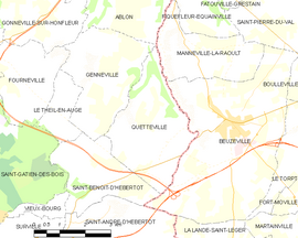 Mapa obce Quetteville