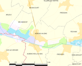 Mapa obce Aubigny-au-Bac