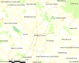 Mapa obce Fresnoy-Folny