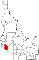 エイダ郡の位置を示したアイダホ州の地図