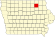 Harta statului Iowa indicând comitatul Chickasaw