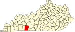 Mapa del estado que destaca el condado de Logan