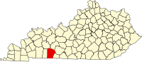 Map of Kentaki highlighting Logan County