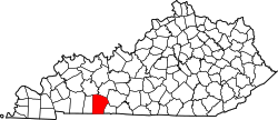 Mapa do Condado de Logan em Kentucky