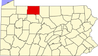 Map of Pensilvanija highlighting McKean County