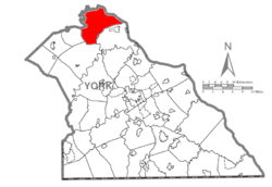 Map of York County, Pennsylvania highlighting Fairview Township