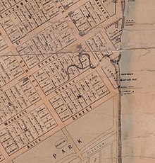 Map showing creek flowing through Frog's Hollow, 1863 Map showing creek flowing through Frog's Hollow, 1863.jpg