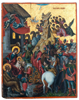 <i>Adoration of the Kings</i> (Damaskinos) Painting by Michael Damaskenos