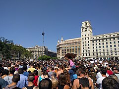 Minuto de silencio en la plaza Cataluña (Barcelona).