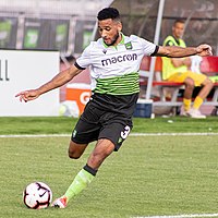 Morey Doner playing for York9 in 2019 Morey Doner playing for York9 FC.jpg