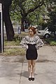 Image 11Young woman standing on sidewalk, Uptown New Orleans, 1992. (from 1990s in fashion)