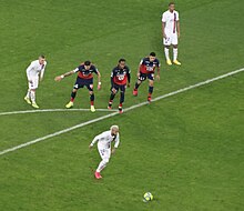 Neymar taking a penalty against Lille during a Ligue 1 match in 2020