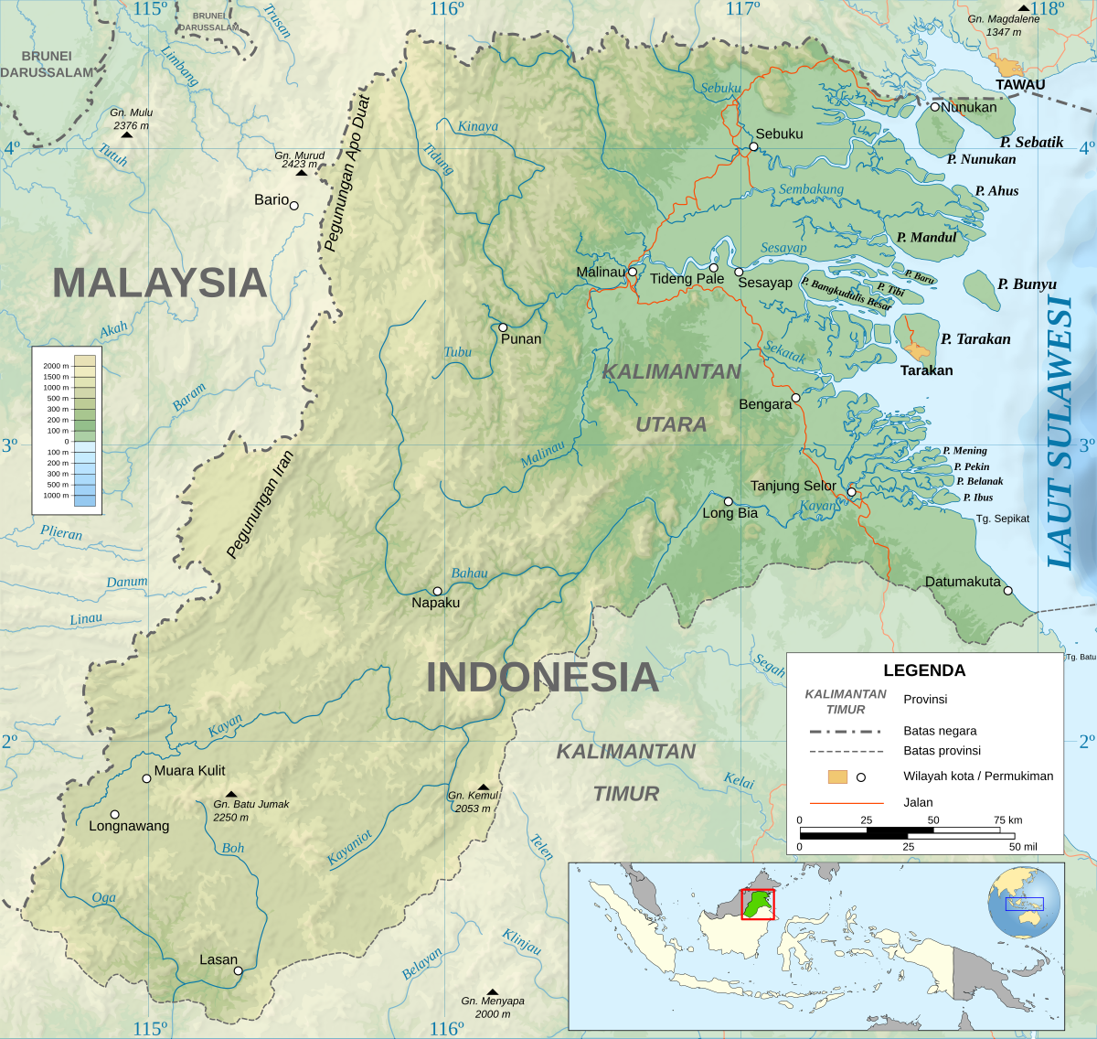 File North Kalimantan Indonesia  topographic map id svg 