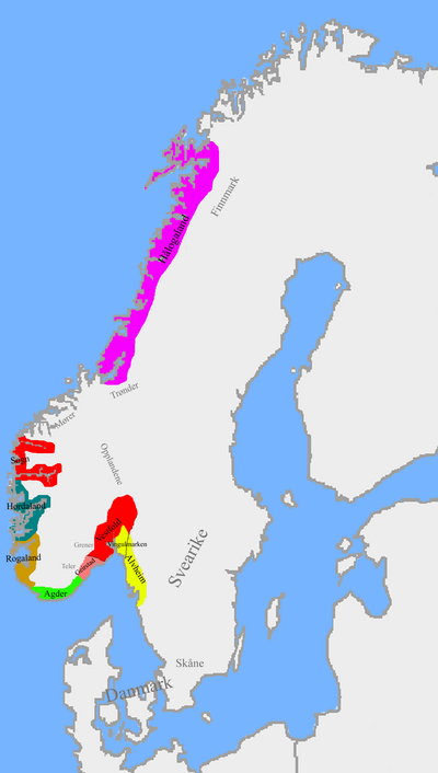 Some of the major petty kingdoms of Norway about 860.